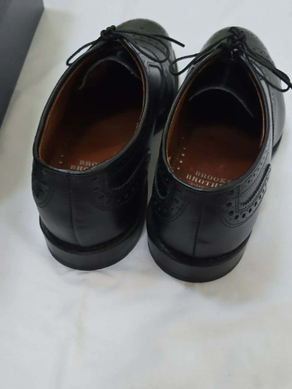 Mens Brooks Brothers Black Leather Cap-Toe Brogue Oxfords Size 7.5